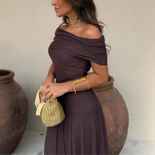 Vestido largo elegante para mujer, sin tirantes